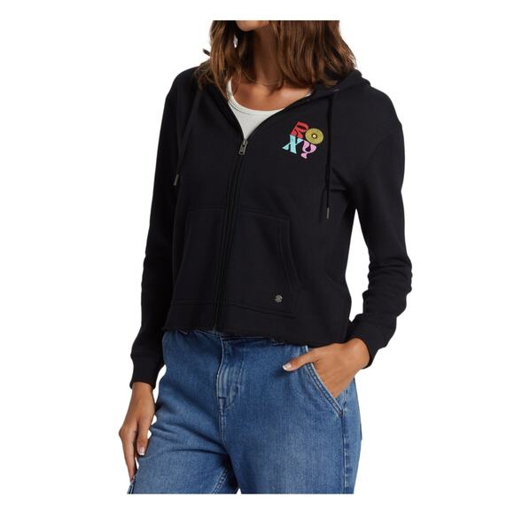 Roxy Juniors' Endless Sunshine Zip-up Hooded Sweatshirt - Anthracite MED NWT - Picture 1 of 4